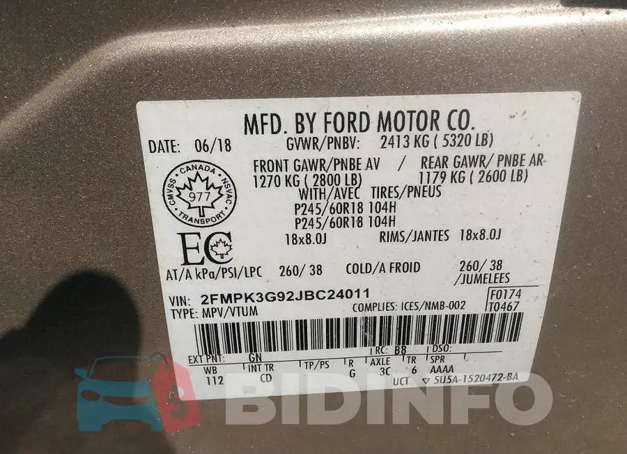 2FMPK3G92JBC24011 Photo# 9