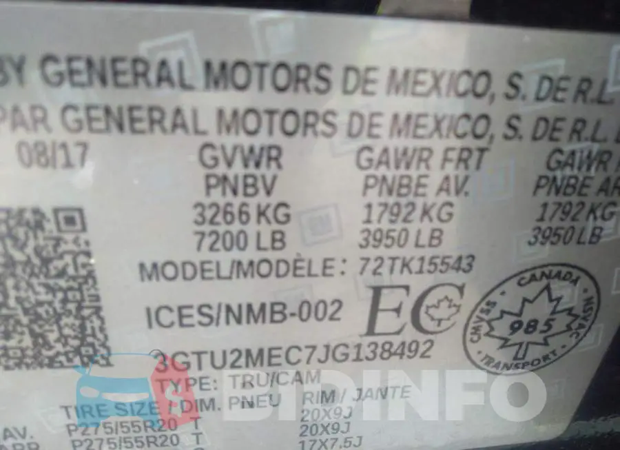 3GTU2MEC7JG138492 Photo# 9