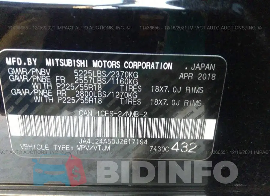 JA4J24A50JZ617194 Photo# 9
