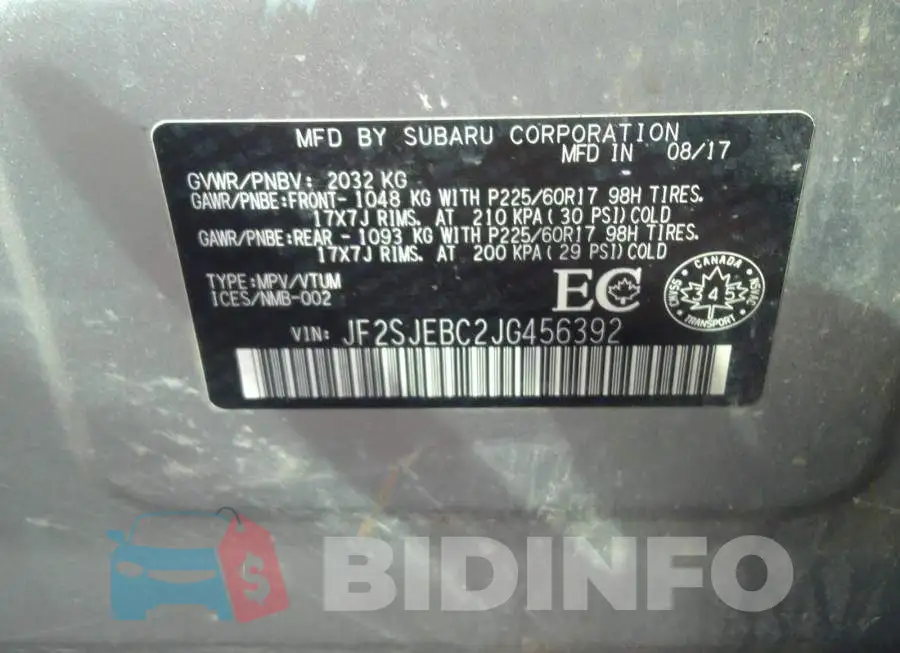JF2SJEBC2JG456392 Photo# 9