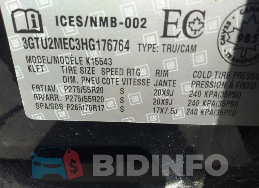 3GTU2MEC3HG176764 Photo# 9