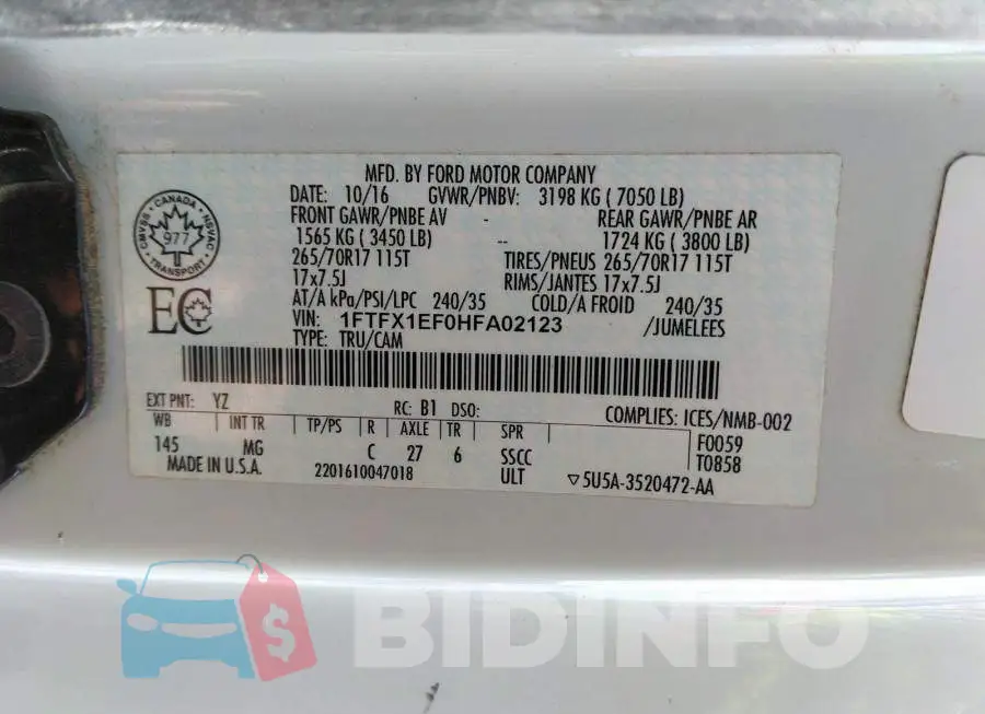 1FTFX1EF0HFA02123 Photo# 9