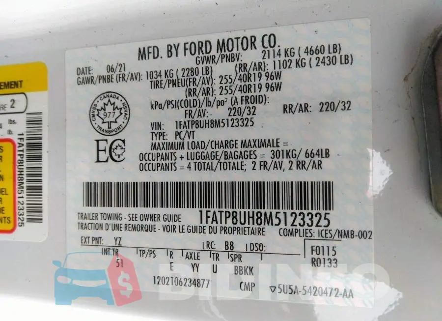 1FATP8UH8M5123325 Photo# 9