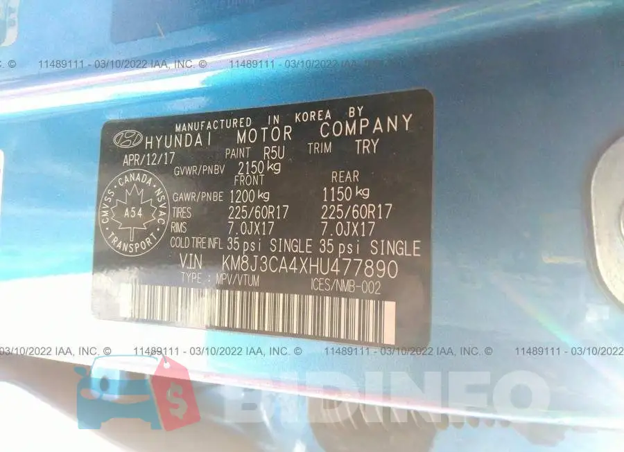 KM8J3CA4XHU477890 Photo# 9