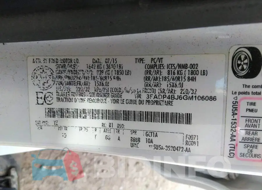 3FADP4BJ6GM106086 Photo# 9