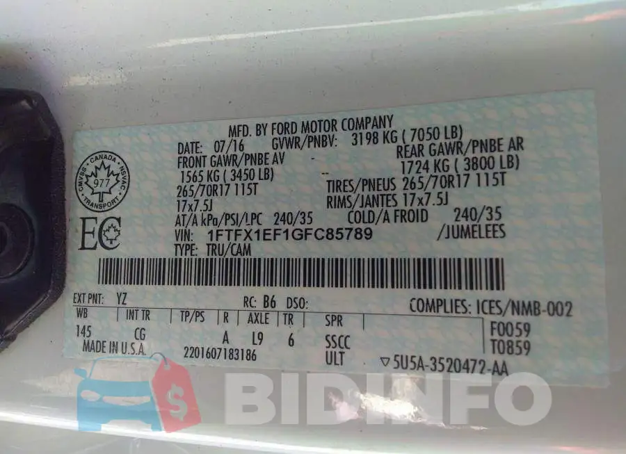 1FTFX1EF1GFC85789 Photo# 9