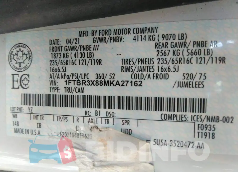 1FTBR3X88MKA27162 Photo# 9