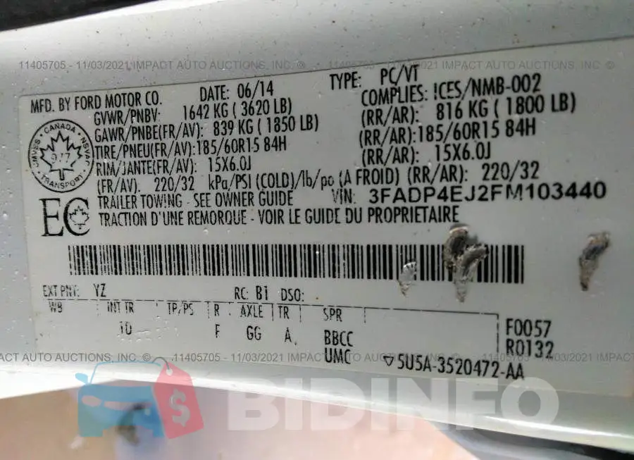 3FADP4EJ2FM103440 Photo# 9