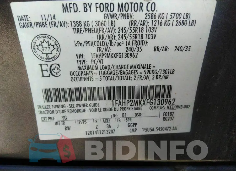 1FAHP2MKXFG130962 Photo# 9
