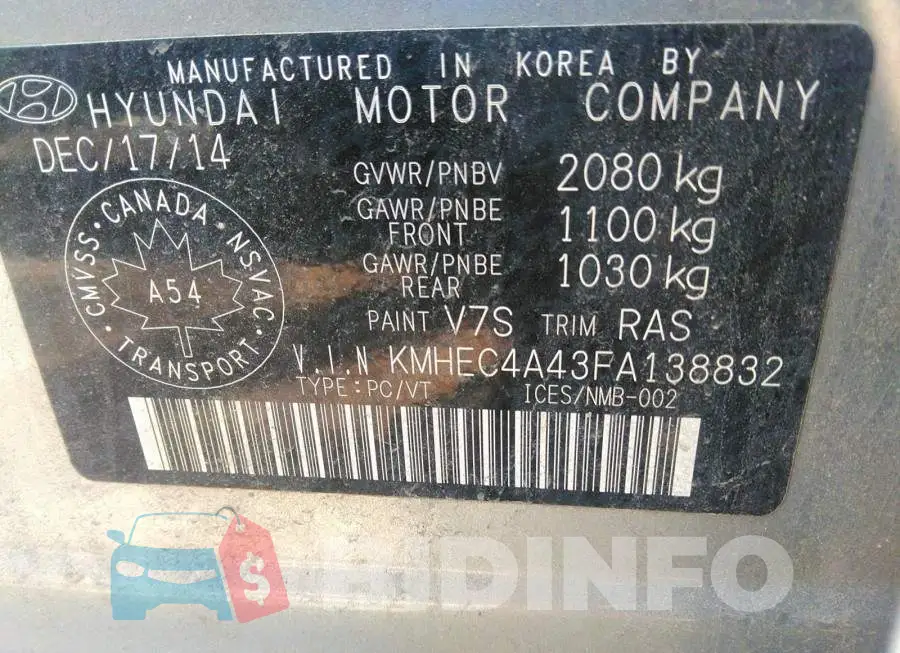 KMHEC4A43FA138832 Photo# 9