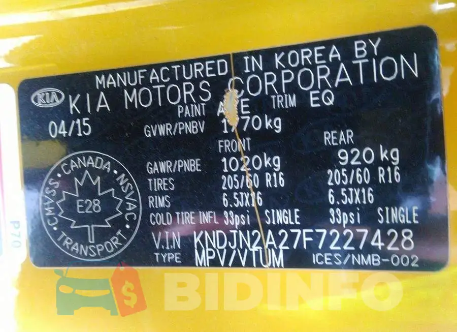 KNDJN2A27F7227428 Photo# 9