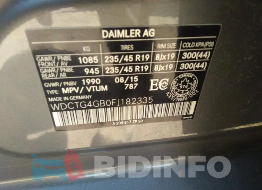 WDCTG4GB0FJ182335 Photo# 9