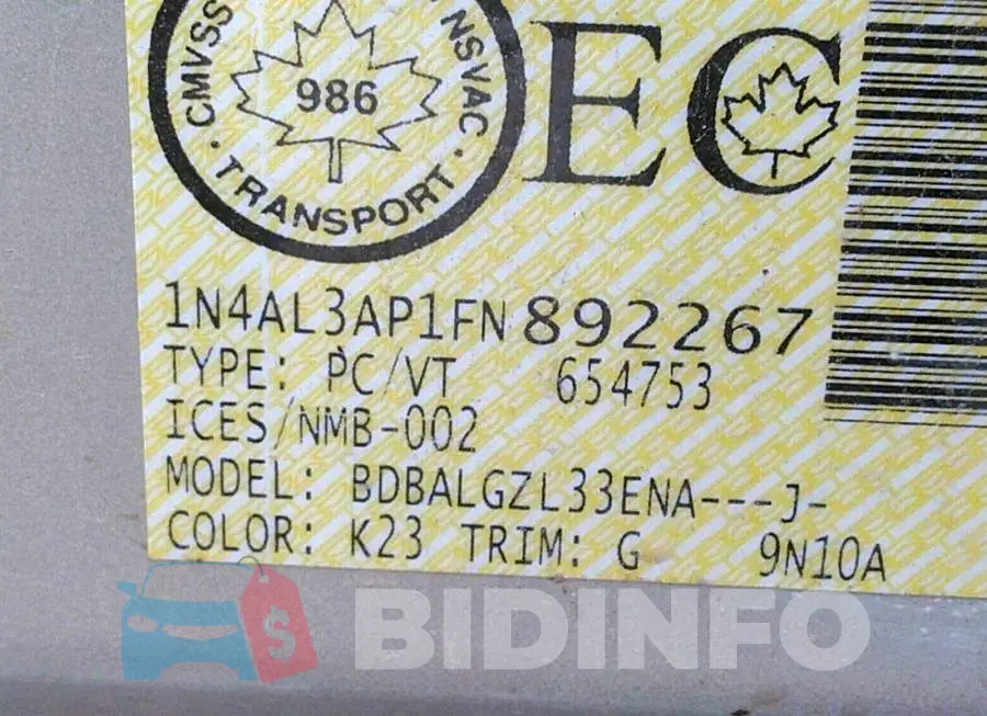 1N4AL3AP1FN892267 Photo# 9