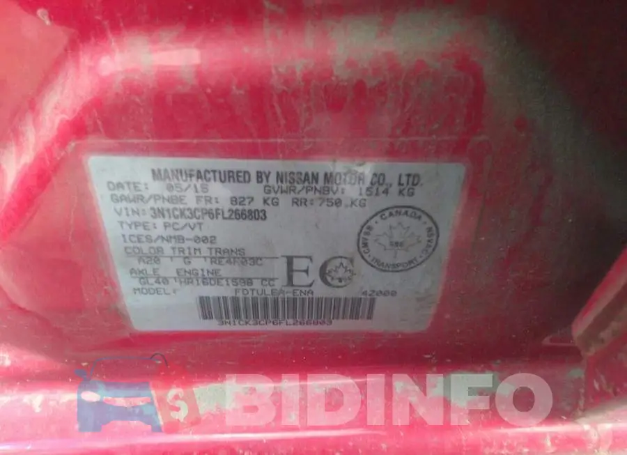 3N1CK3CP6FL266803 Photo# 9