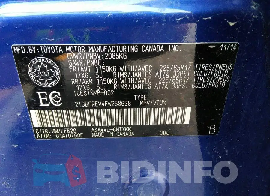 2T3BFREV4FW258638 Photo# 9