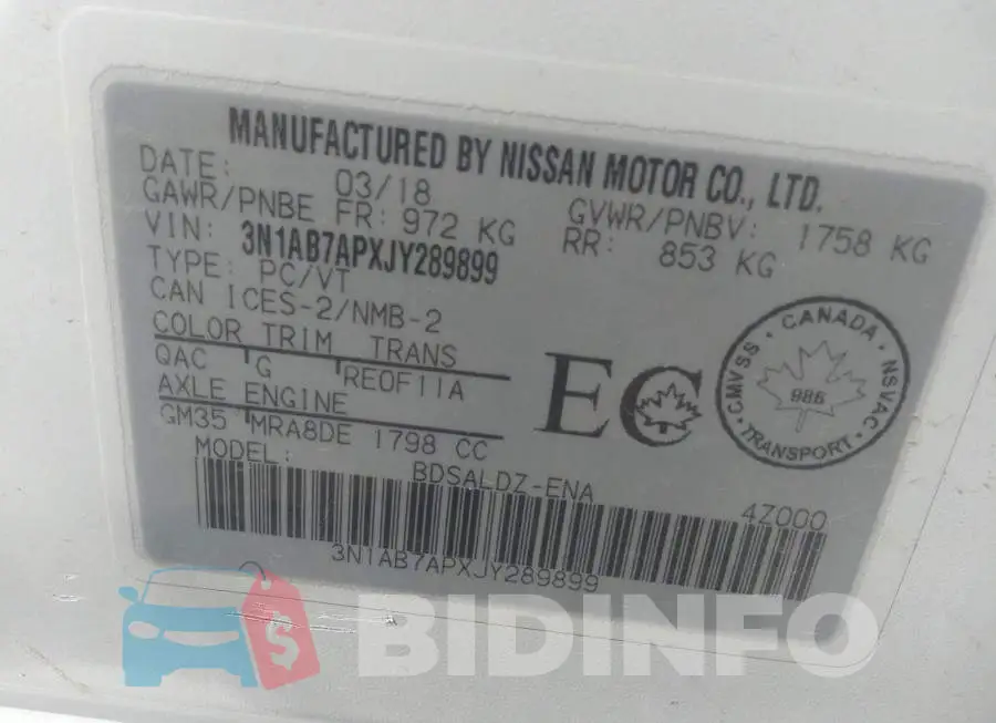 3N1AB7APXJY289899 Photo# 9