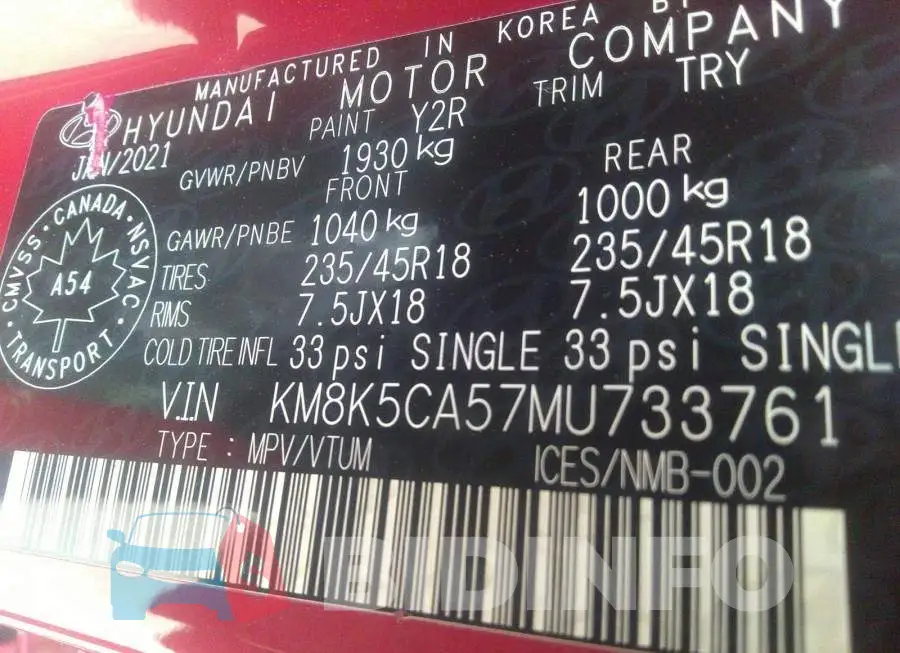 KM8K5CA57MU733761 Photo# 9