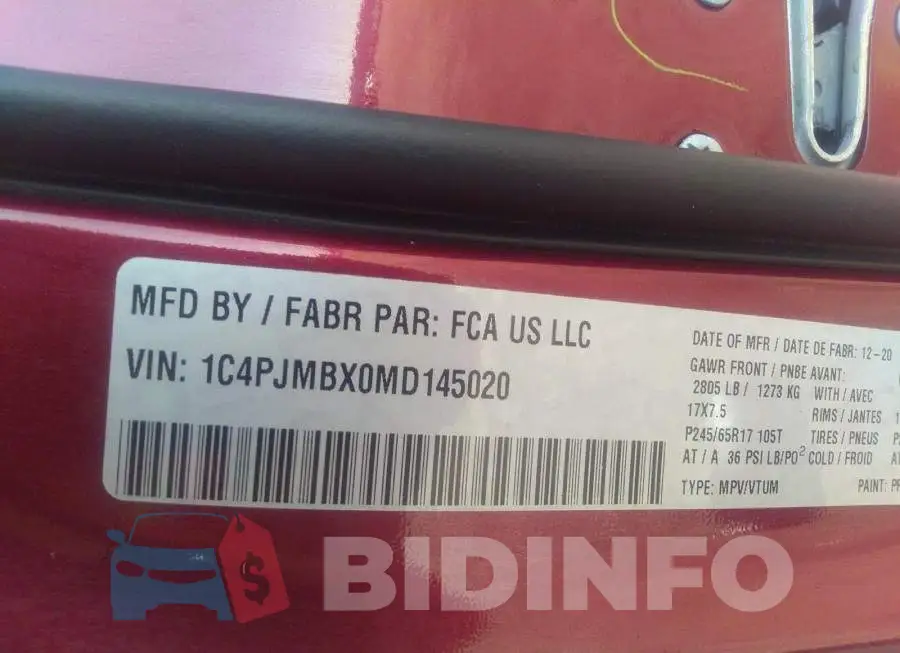 1C4PJMBX0MD145020 Photo# 9