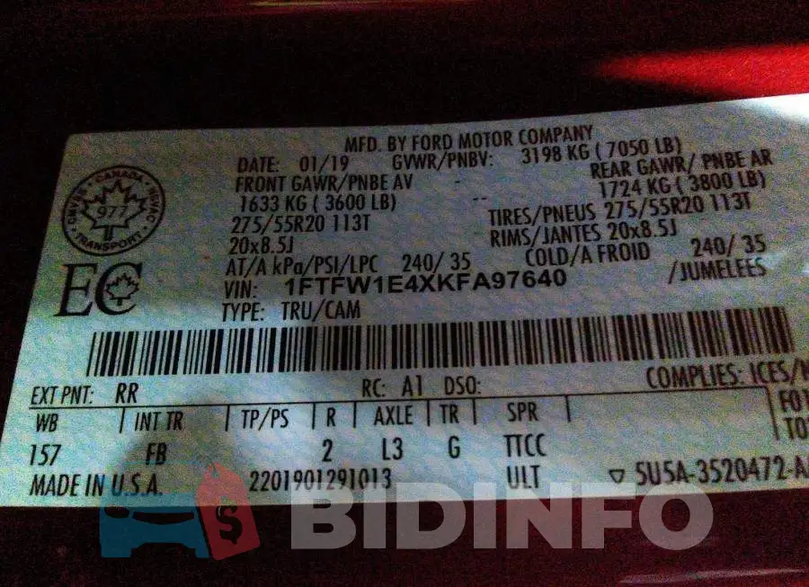 1FTFW1E4XKFA97640 Photo# 9