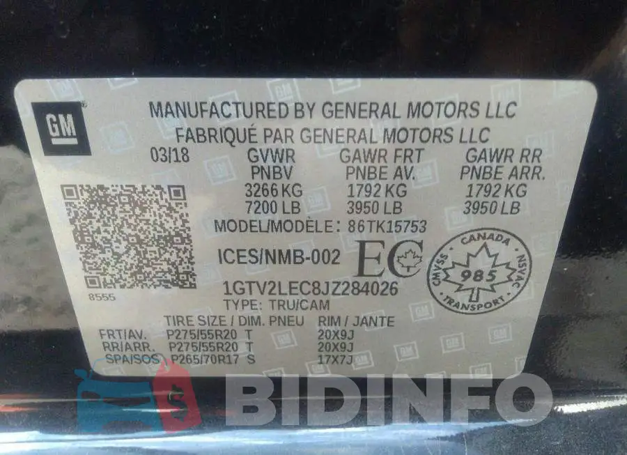 1GTV2LEC8JZ284026 Photo# 9