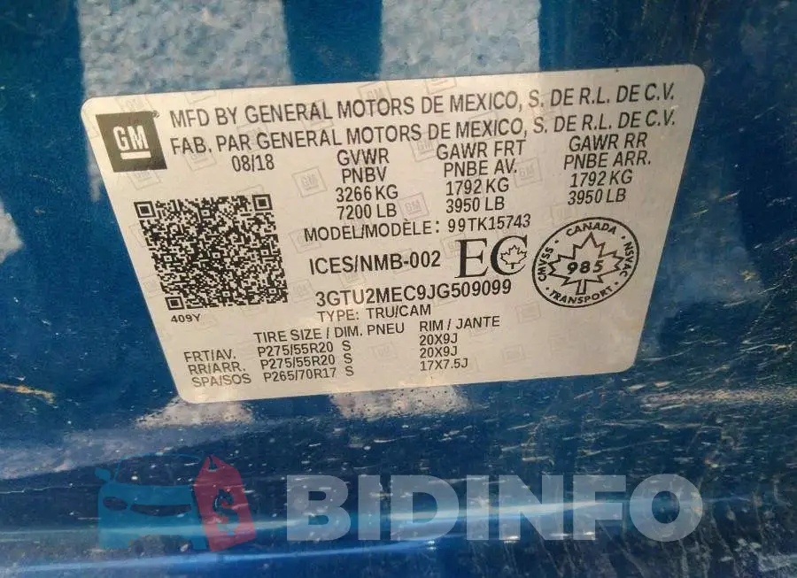 3GTU2MEC9JG509099 Photo# 9
