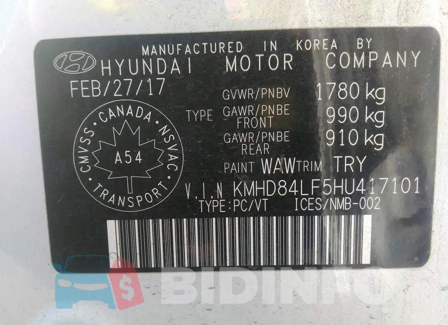 KMHD84LF5HU417101 Photo# 9