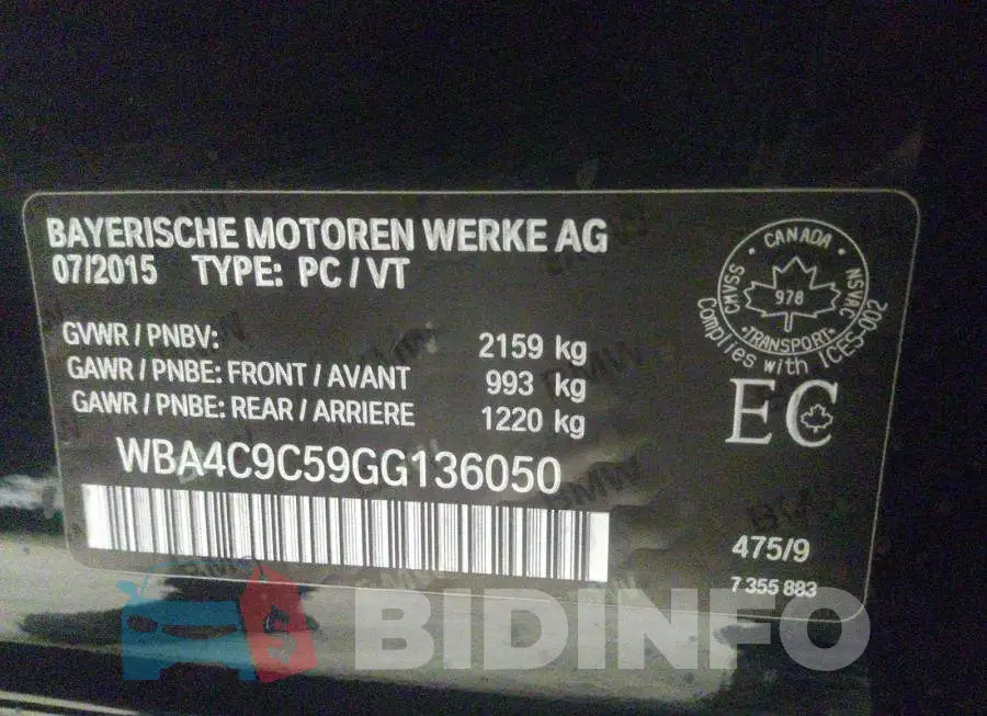 WBA4C9C59GG136050 Photo# 9