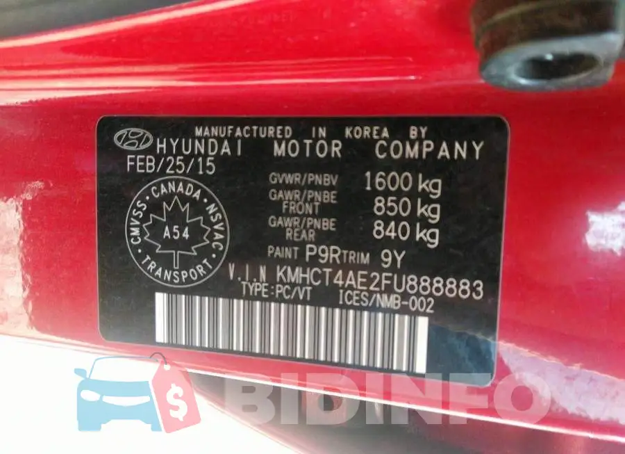KMHCT4AE2FU888883 Photo# 9