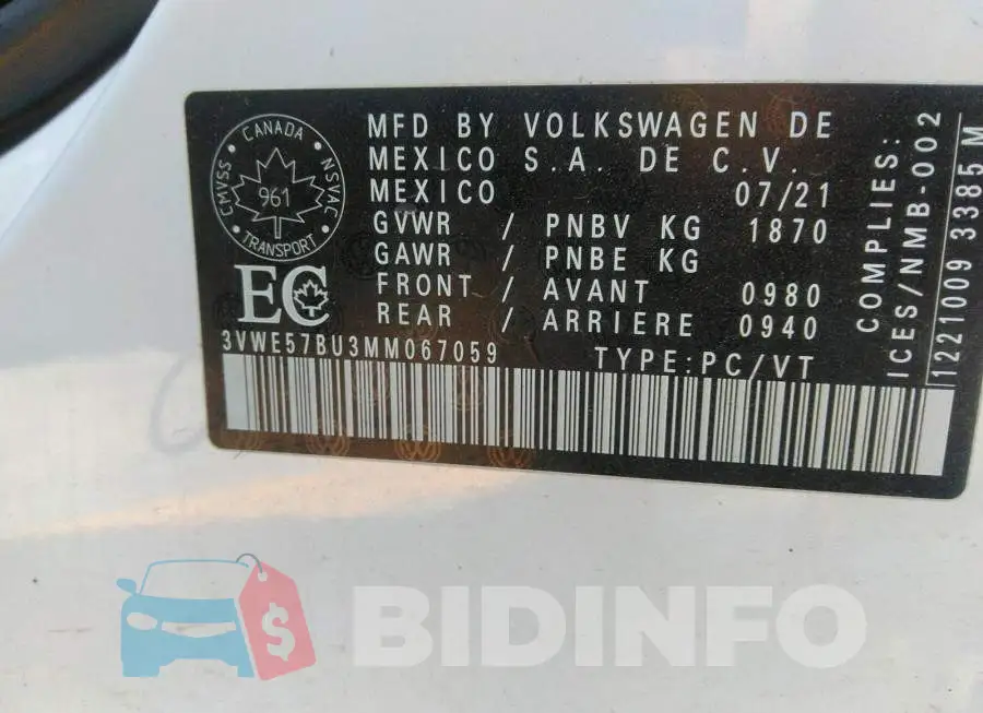 3VWE57BU3MM067059 Photo# 9