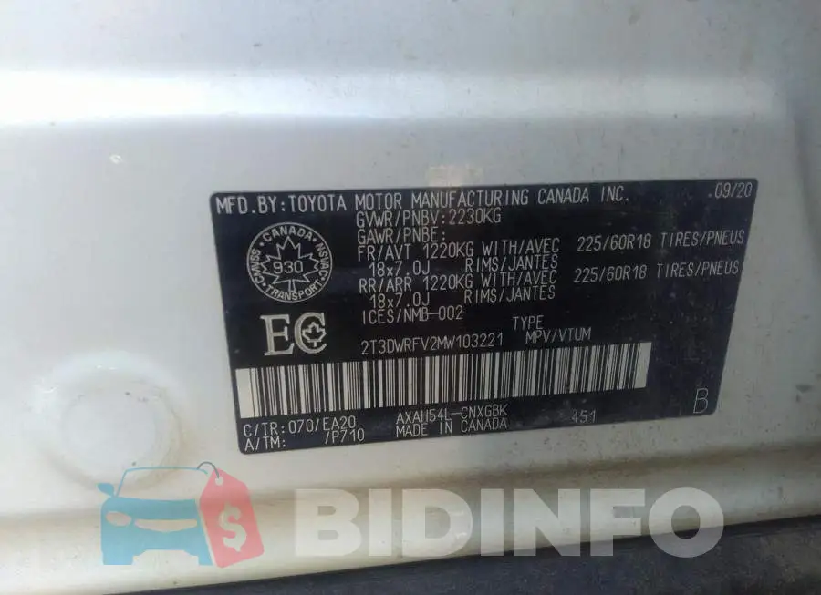 2T3DWRFV2MW103221 Photo# 9
