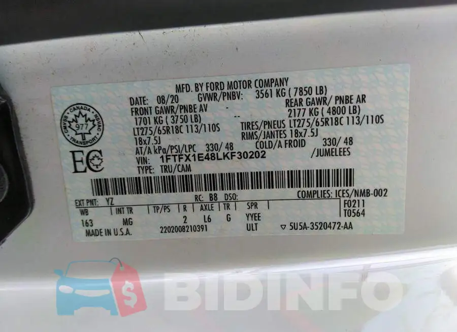 1FTFX1E48LKF30202 Photo# 9