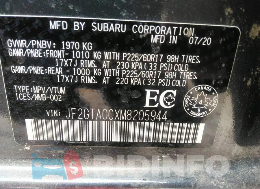 JF2GTAGCXM8205944 Photo# 9