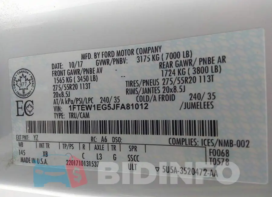 1FTEW1EG5JFA81012 Photo# 9