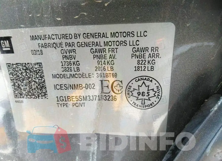 1G1BE5SM3J7193236 Photo# 9