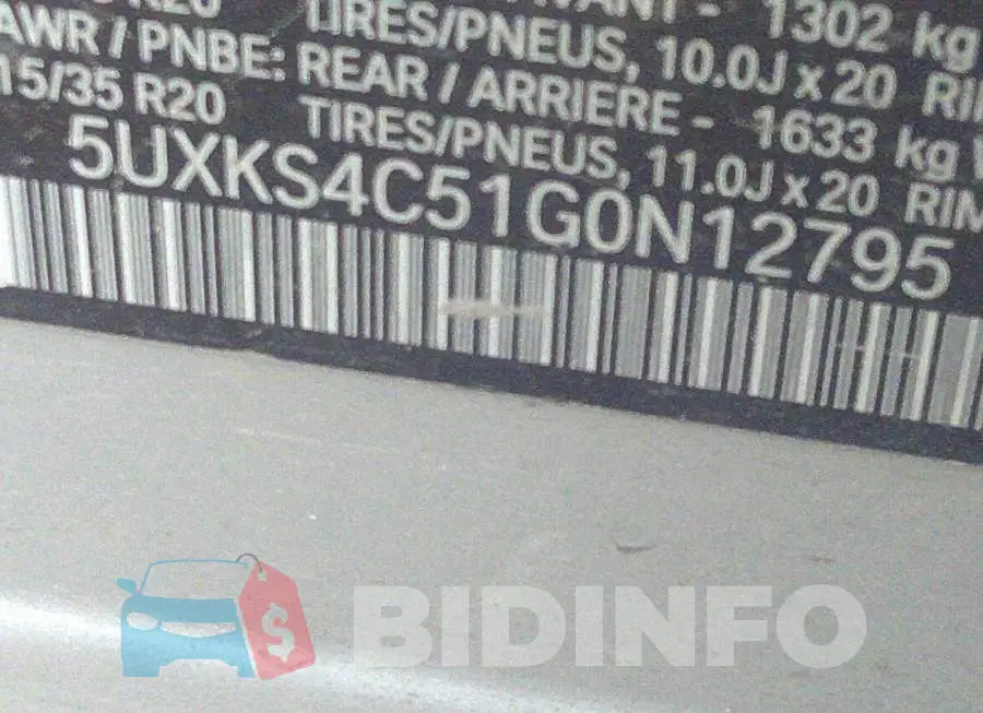 5UXKS4C51G0N12795 Photo# 9