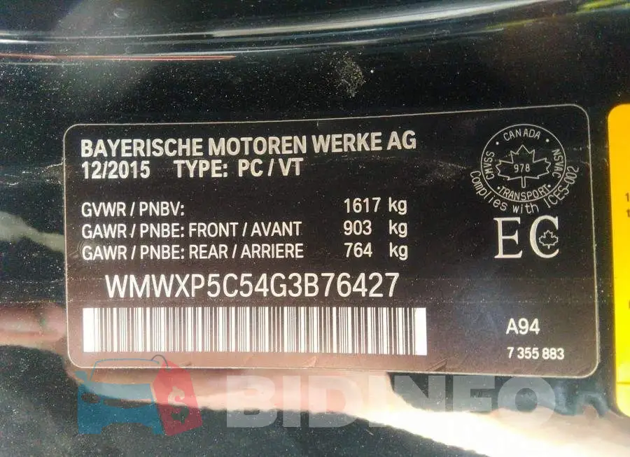 WMWXP5C54G3B76427 Photo# 9