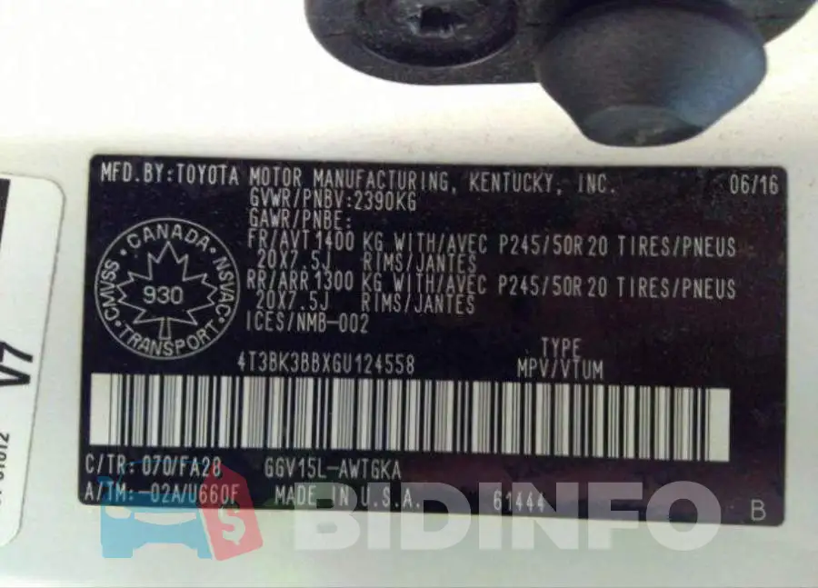 4T3BK3BBXGU124558 Photo# 10