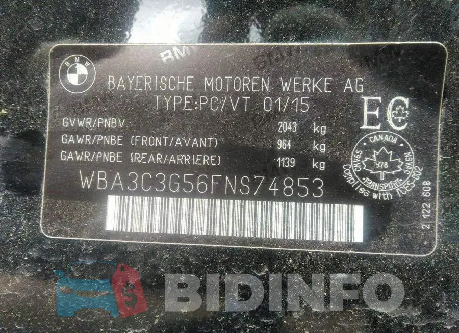 WBA3C3G56FNS74853 Photo# 9