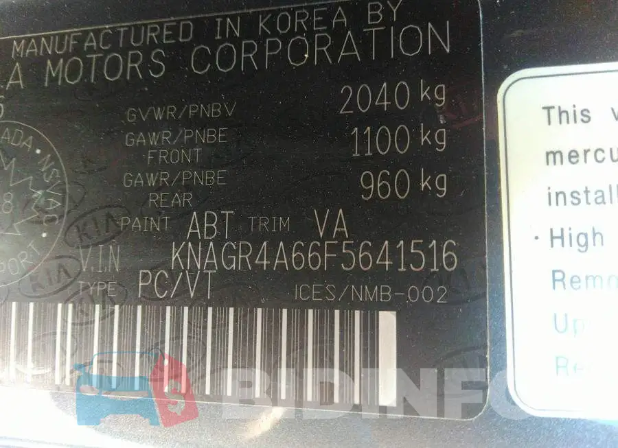 KNAGR4A66F5641516 Photo# 9
