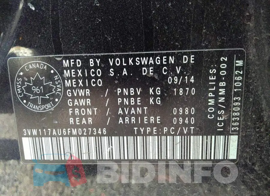 3VW117AU6FM027346 Photo# 9