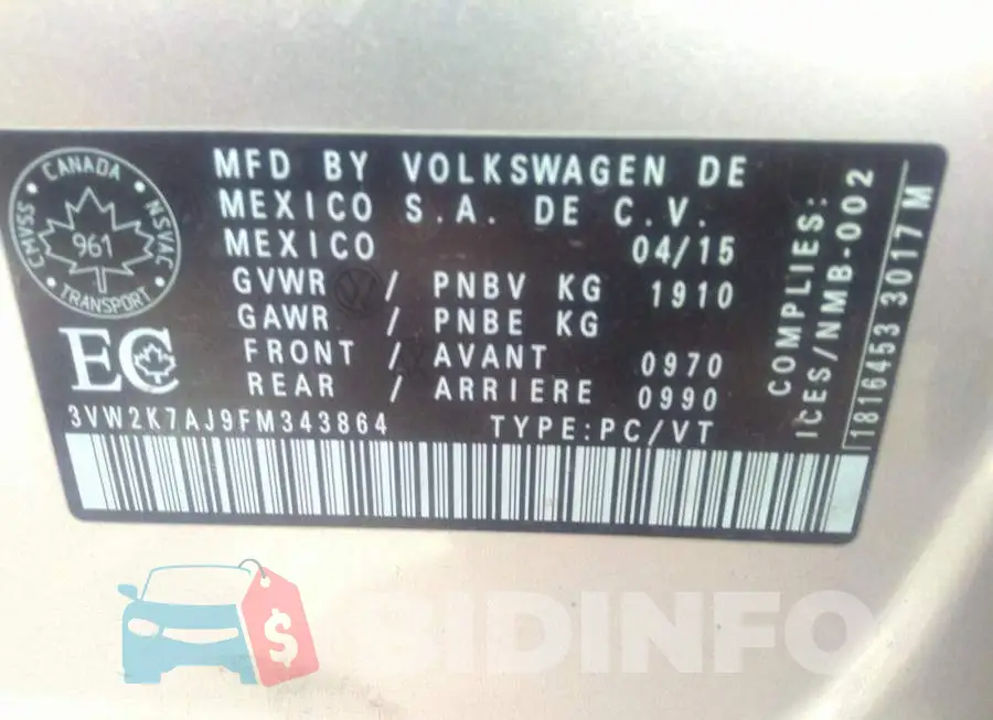3VW2K7AJ9FM343864 Photo# 9