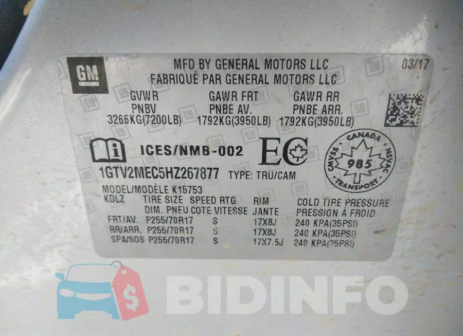 1GTV2MEC5HZ267877 Photo# 9