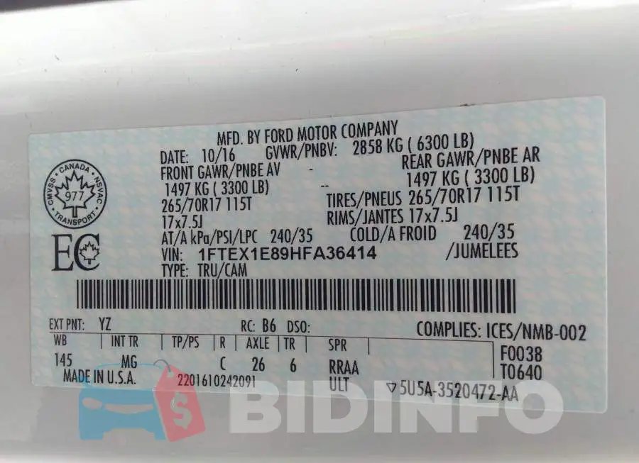 1FTEX1E89HFA36414 Photo# 9
