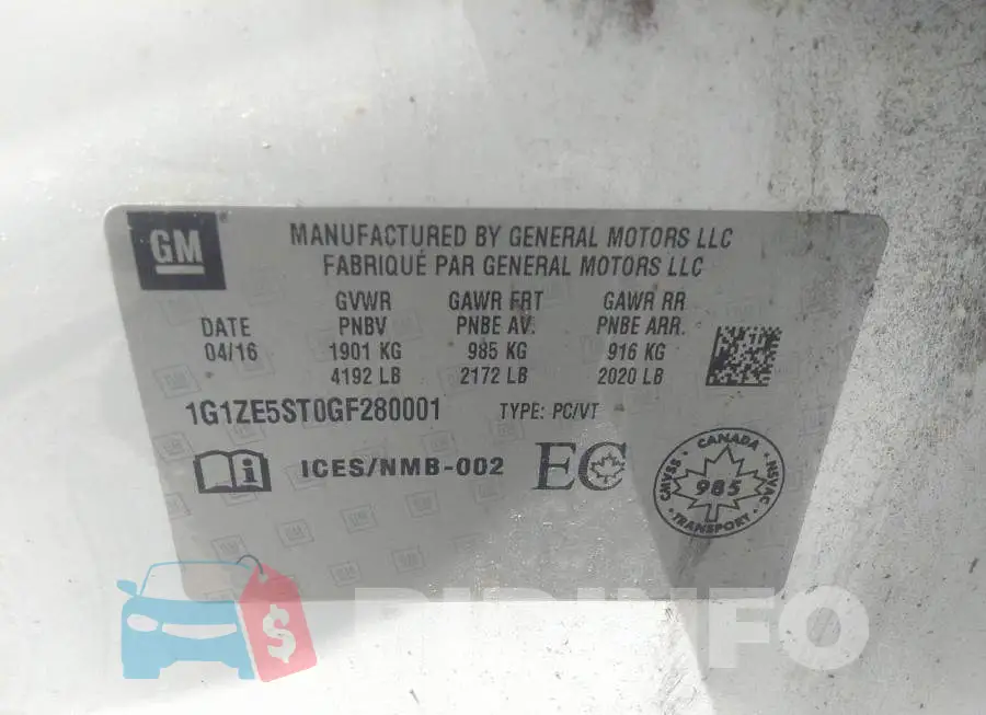 1G1ZE5ST0GF280001 Photo# 9