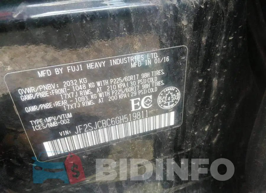 JF2SJCBC6GH519811 Photo# 9