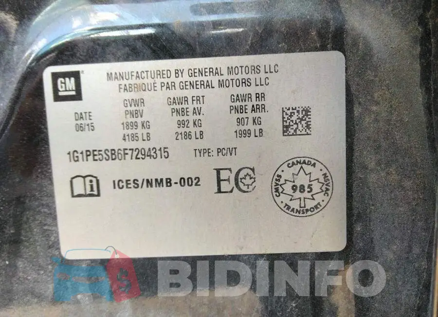 1G1PE5SB6F7294315 Photo# 9
