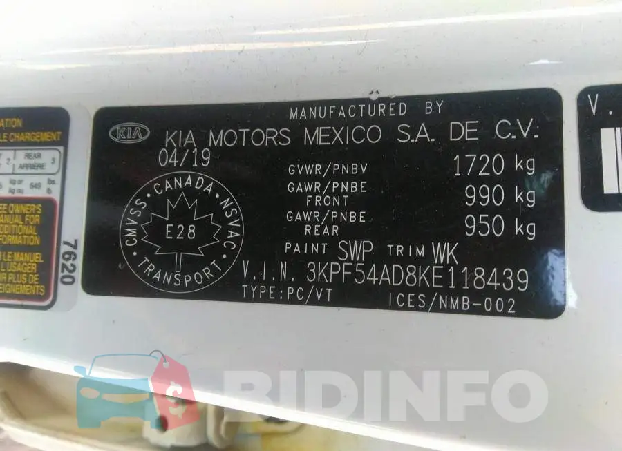 3KPF54AD8KE118439 Photo# 9