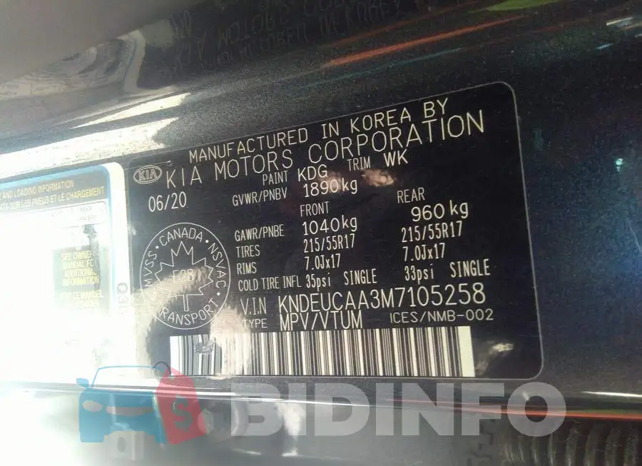 KNDEUCAA3M7105258 Photo# 9