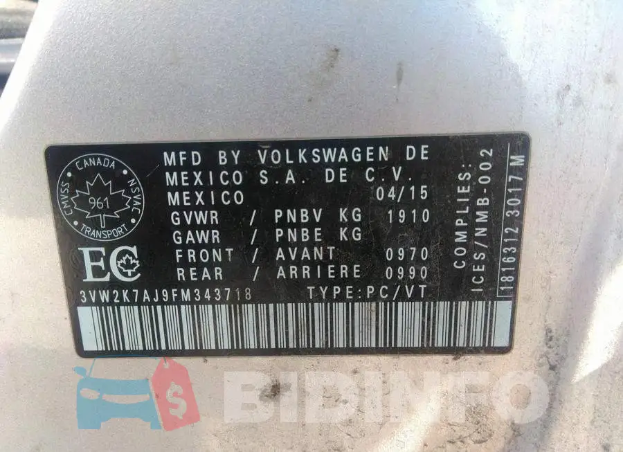 3VW2K7AJ9FM343718 Photo# 9 3VW2K7AJ9FM343718 Photo# 9