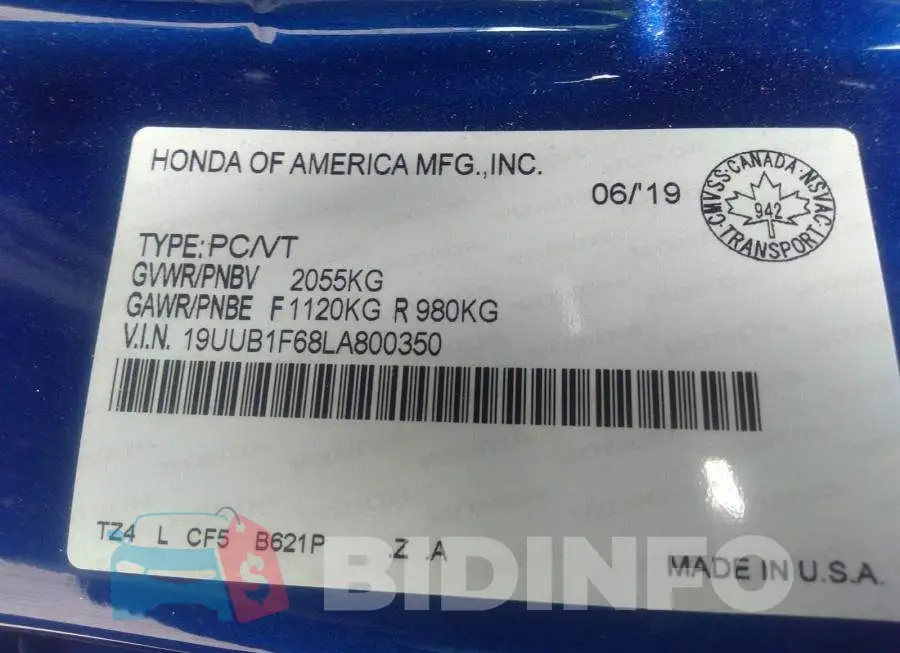 19UUB1F68LA800350 Photo# 9